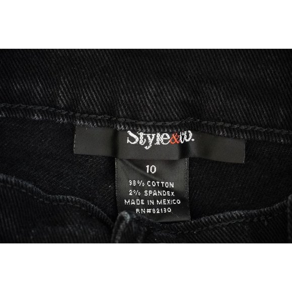 Style Co Jeans Black Denim Womens Size 10 High Waist High Rise Stretch - Picture 5 of 9
